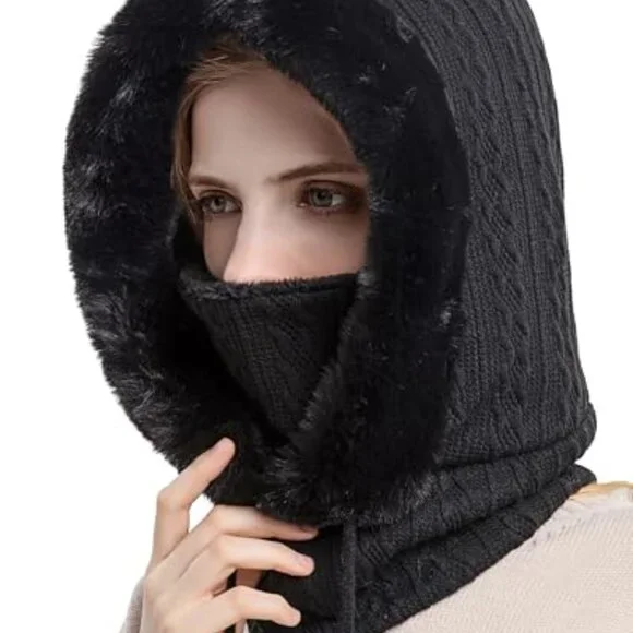 Windproof Fleece Balaclava Ski Mask Scarf Set One Size Adjustable